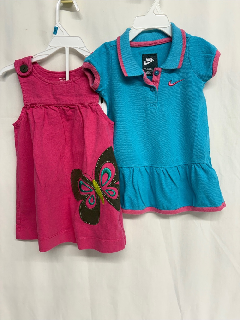 Nike Turquoise & Hot Pink Girls Polo Dress - Carter Pink Butterfly Dress sz 18m